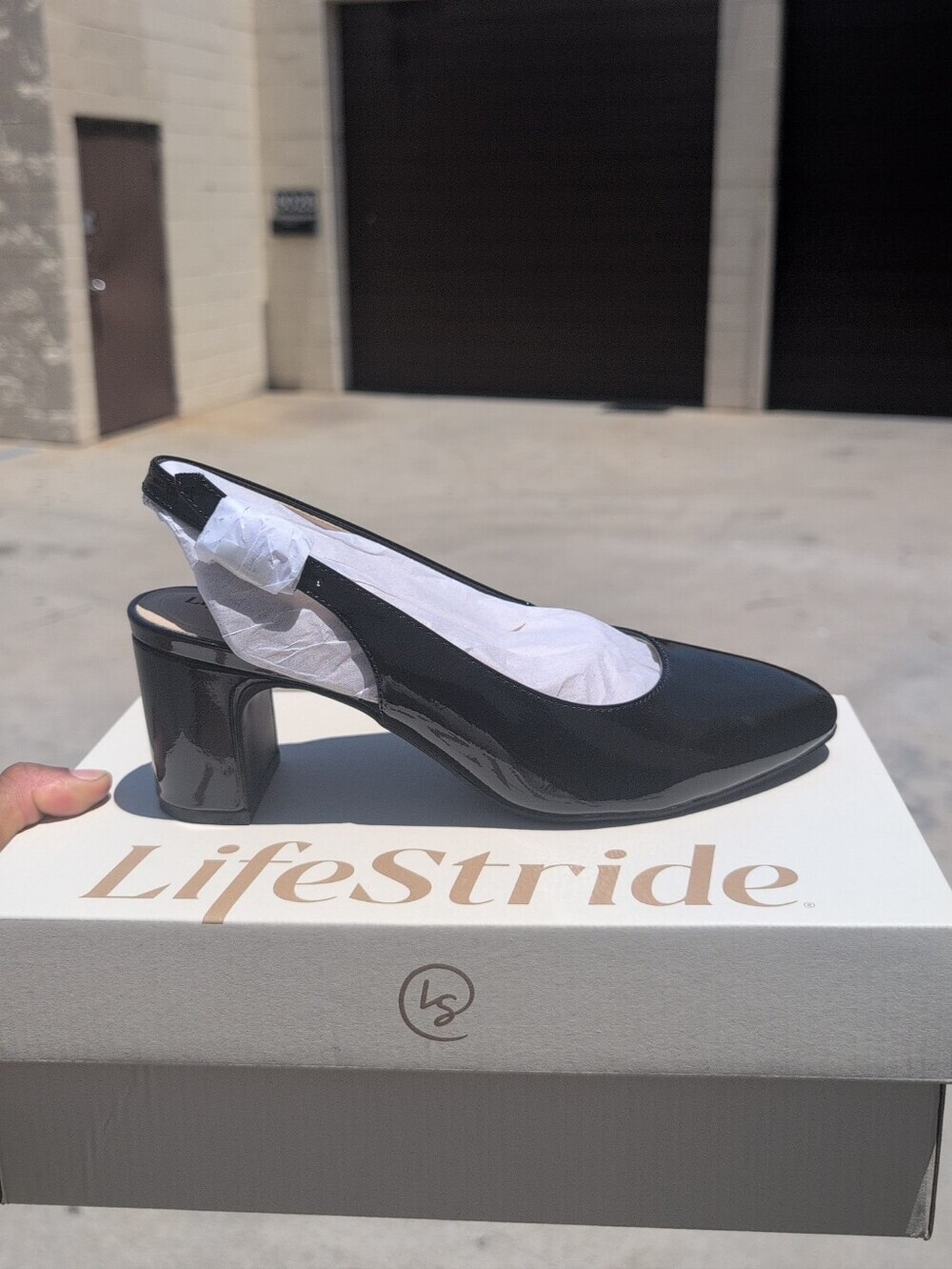 Women's Lifestride Elegant Black Slingback Heels Size 9